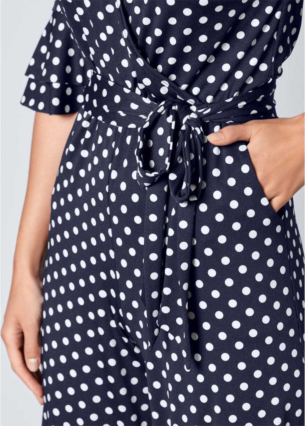 Venus Polka Dot Jumpsuit in Navy & White