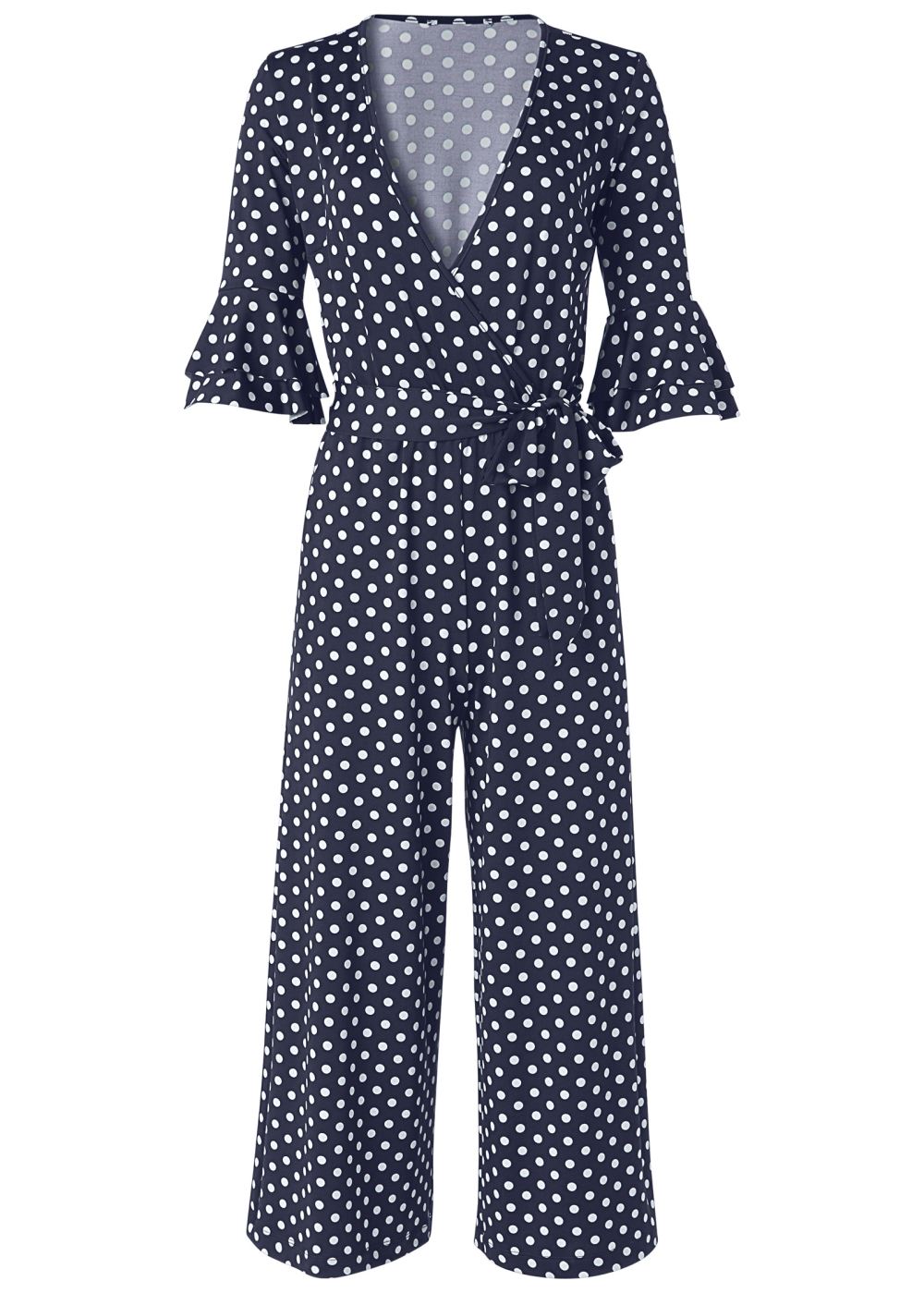 Venus Polka Dot Jumpsuit in Navy & White