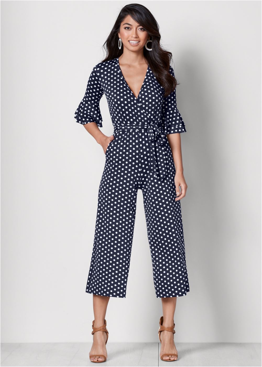 Venus Polka Dot Jumpsuit in Navy & White