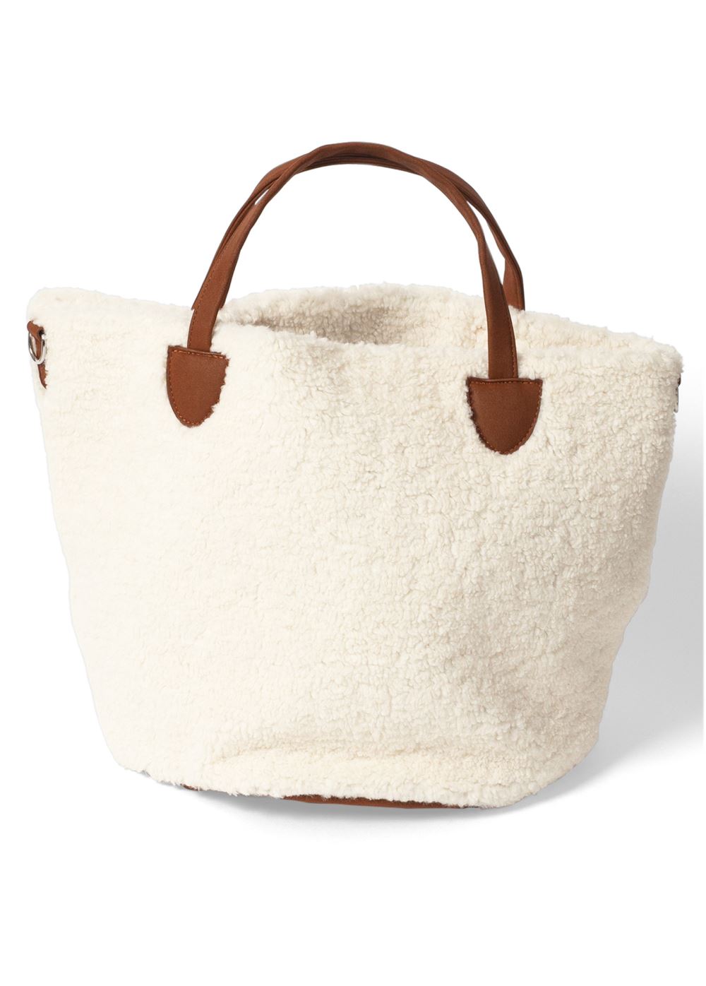 Venus Sherpa Faux-Leather Bag in Cream Multi