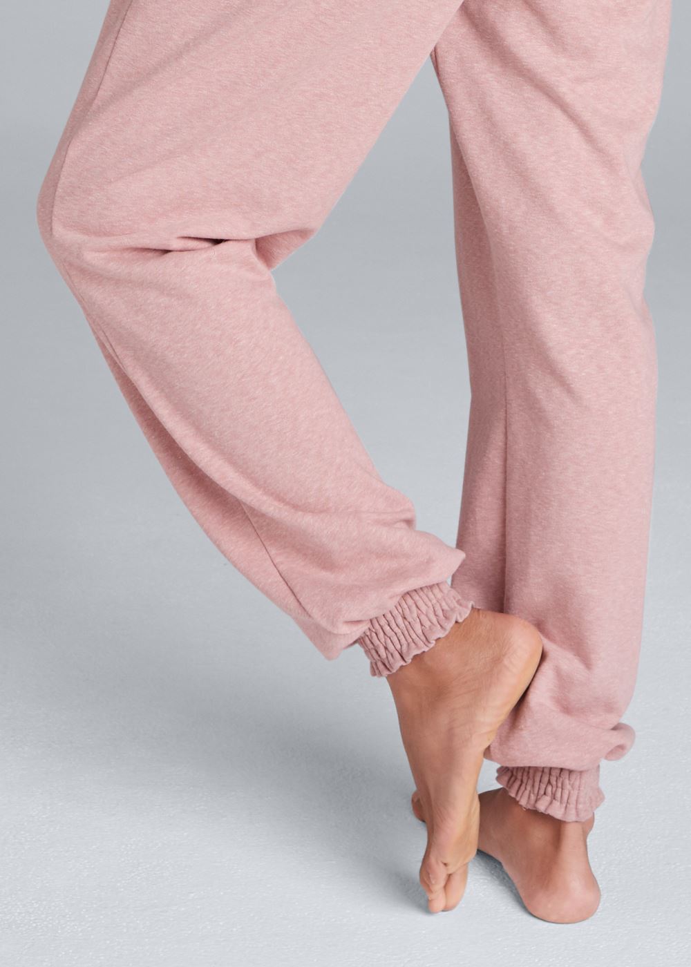 Venus Smocked Lounge Jumpsuit in Heathered Pink
