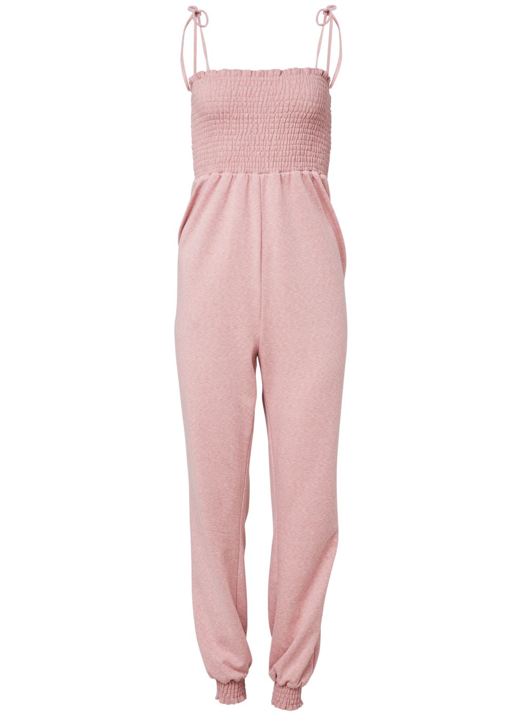 Venus Smocked Lounge Jumpsuit in Heathered Pink