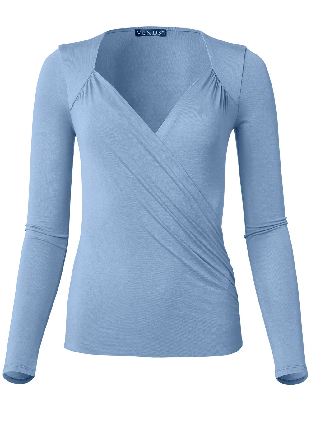 Venus Surplice Neck Top in Pale Blue