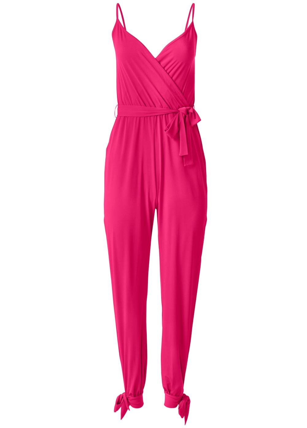 Venus Slit Leg Casual Jumpsuit in Fuchsia
