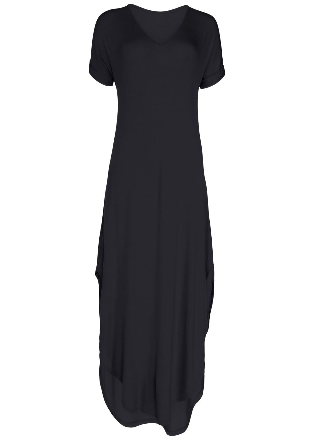 Venus Casual T-Shirt Maxi Dress - Black