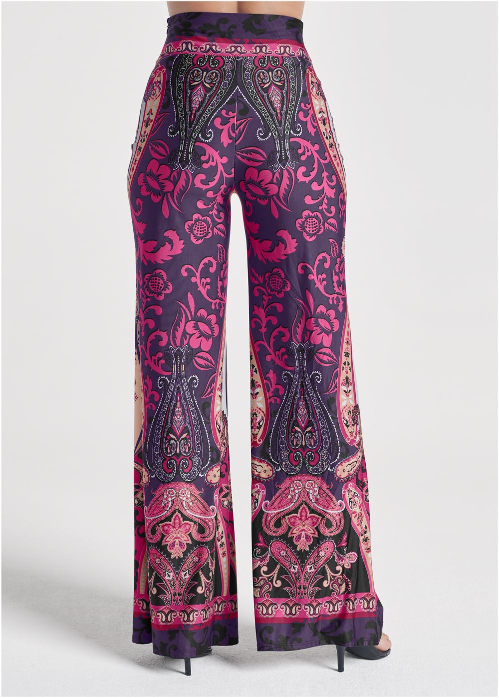 Venus Wide Leg Paisley Print Pants in Pink Multi