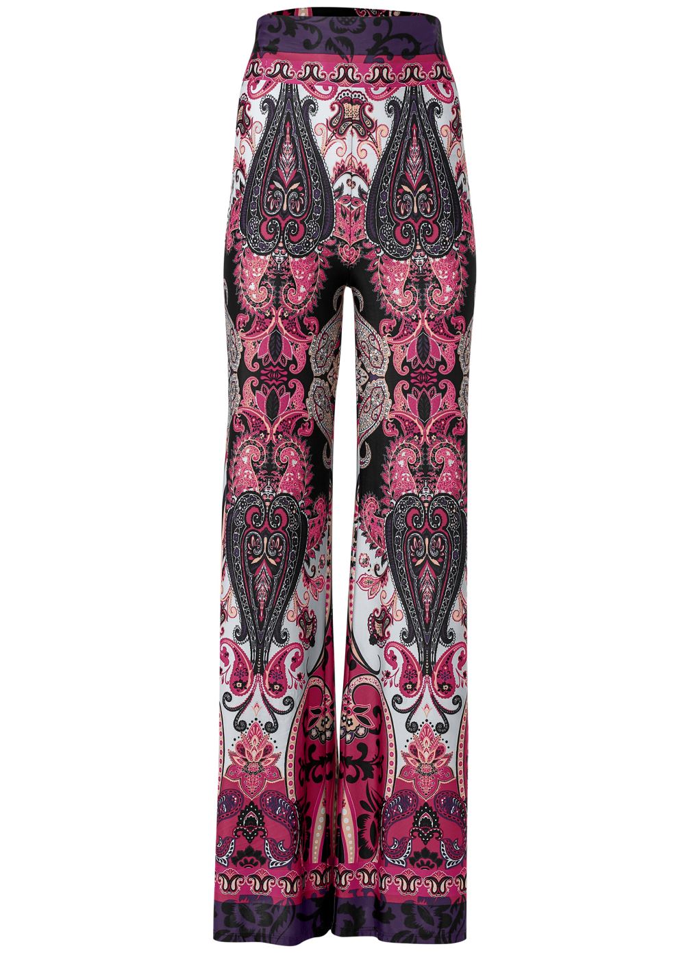 Venus Wide Leg Paisley Print Pants in Pink Multi