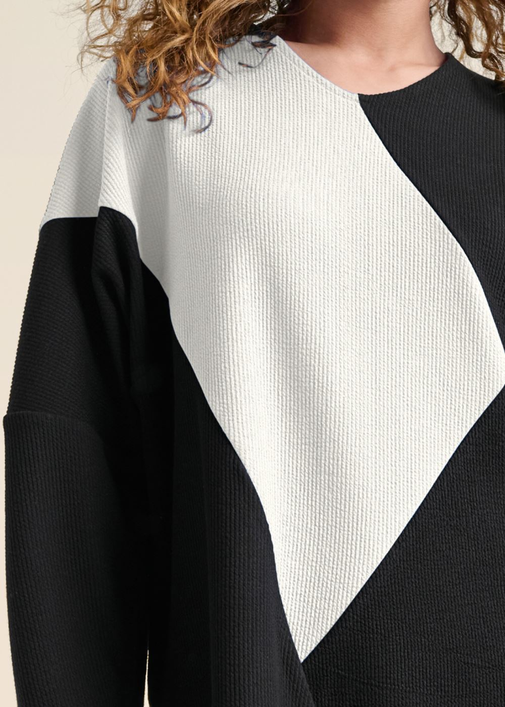 Venus Color Block Oversized Top in Black & White