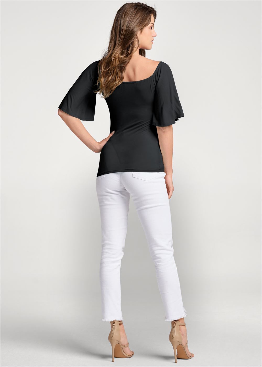 Venus Zipper Detail Top in Black