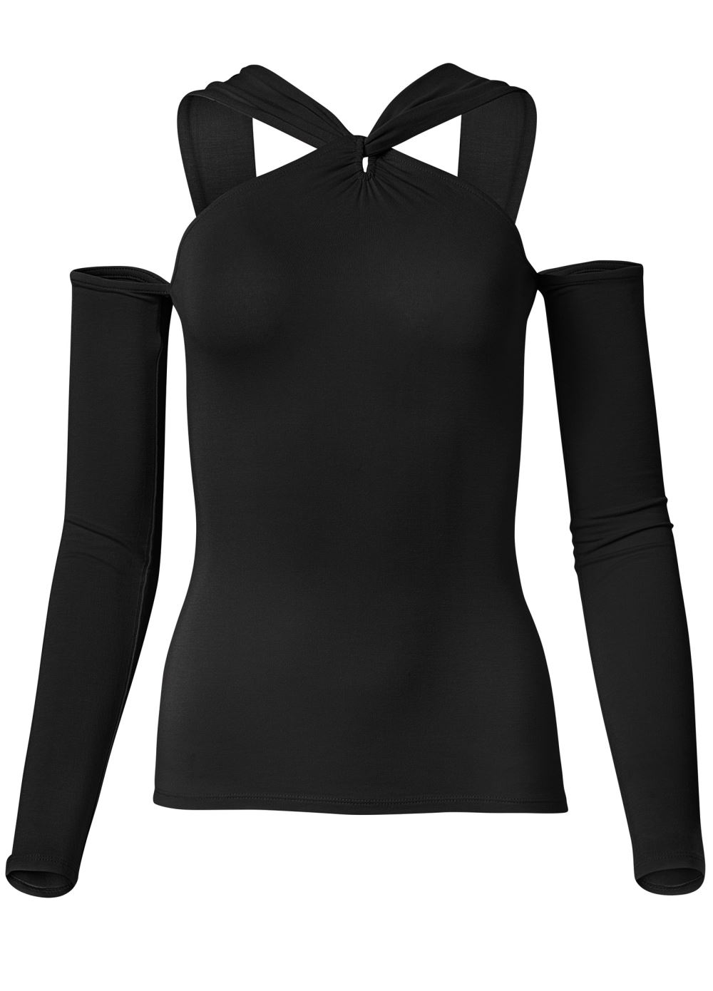 Venus Cold-Shoulder Long Sleeve Top in Black