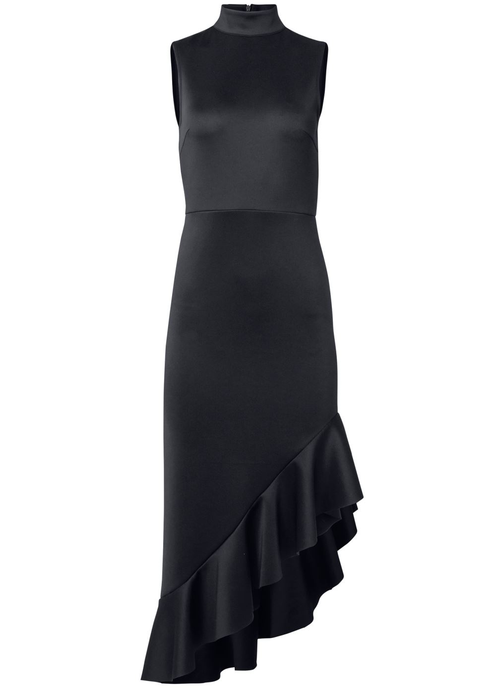 Venus Asymmetrical Ruffle Dress - Black