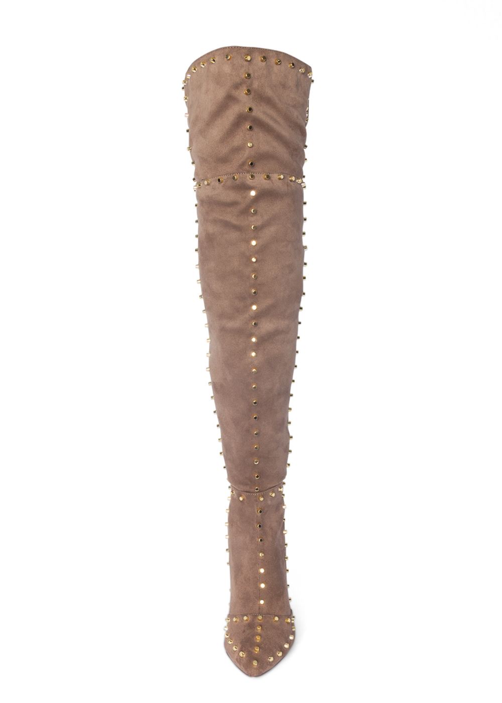 Venus Studded Over The Knee Boots in Taupe