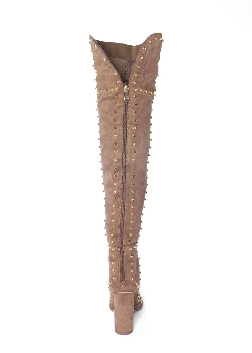 Venus Studded Over The Knee Boots in Taupe