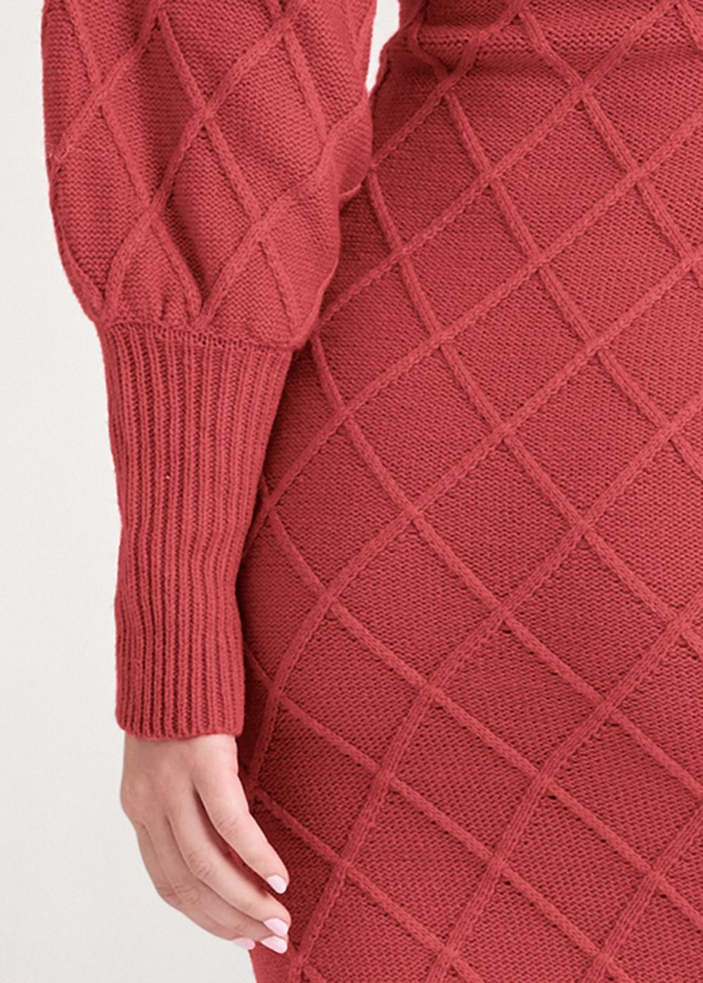 Venus Belted Midi Sweater Dress - Red