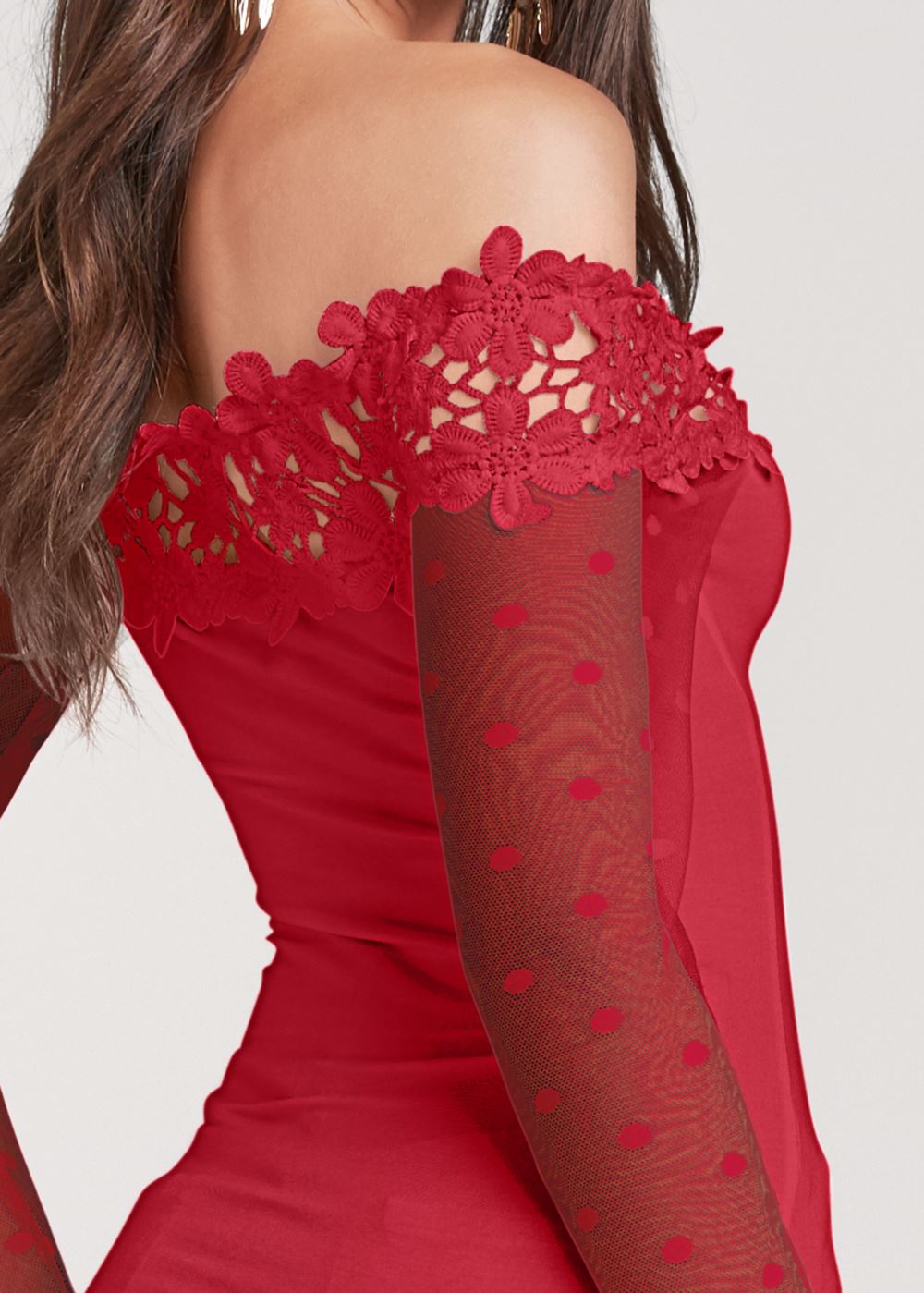 Venus Swiss Dot Lace Top in Red