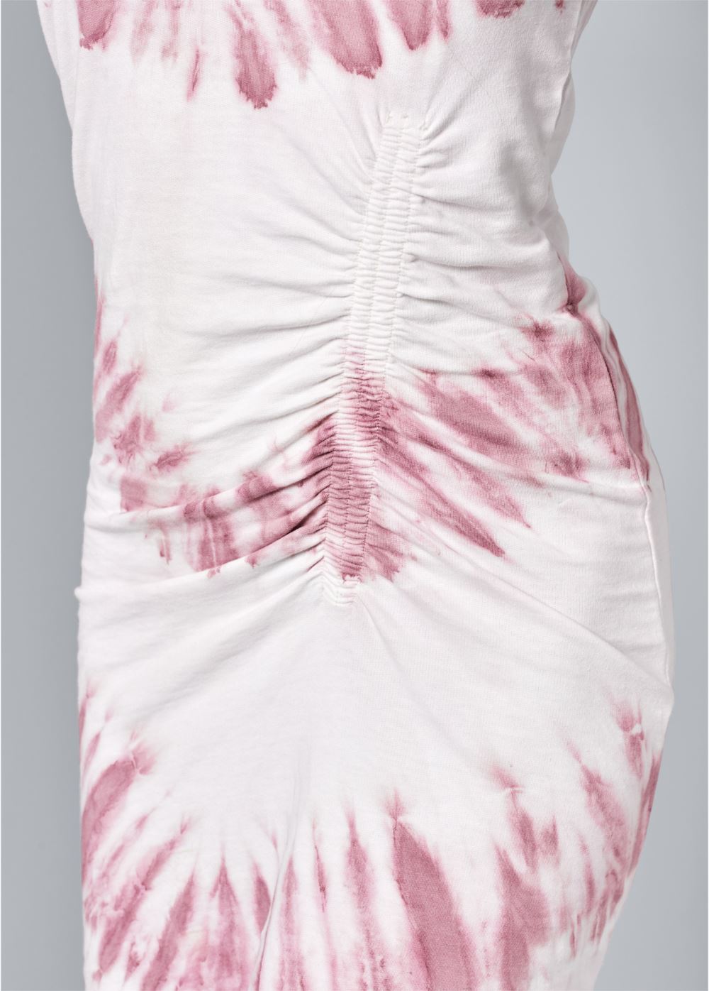 Venus Tie Dye Ruched Lounge Dress in White & Purple