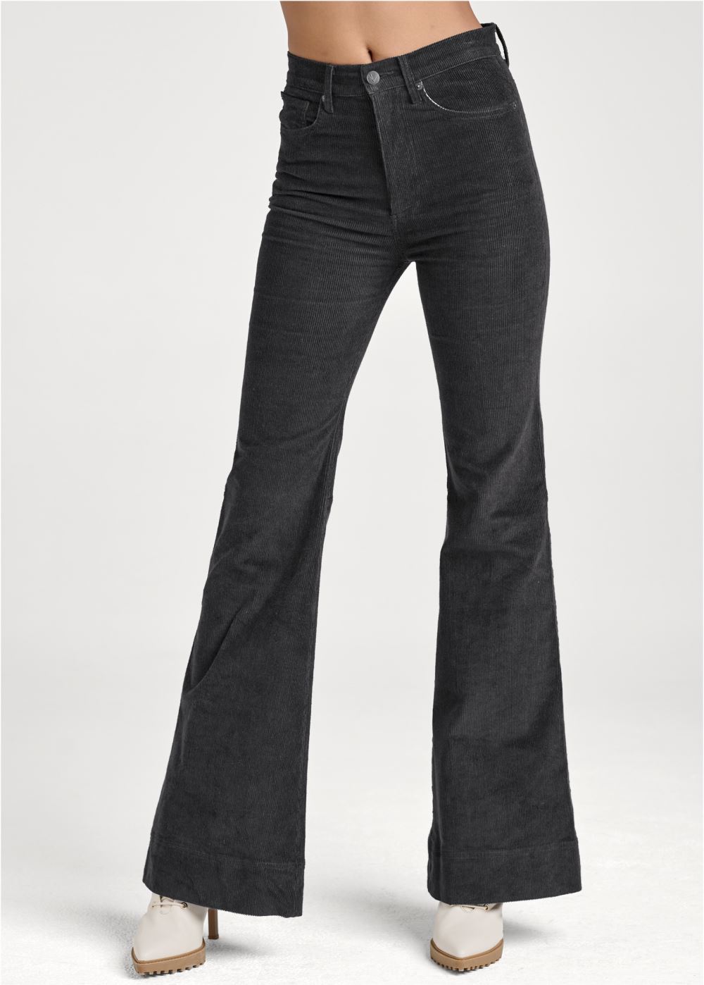 Venus Black CORDUROY FLARED PANTS