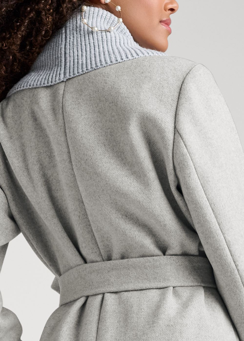 Venus Sweater Collar Wrap Coat in Grey