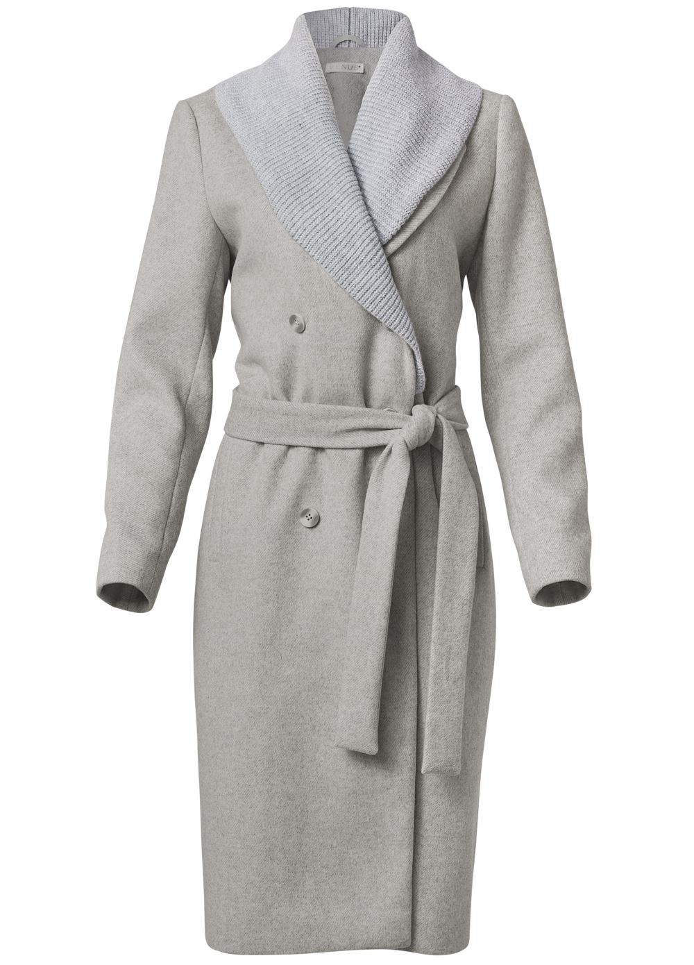 Venus Sweater Collar Wrap Coat in Grey