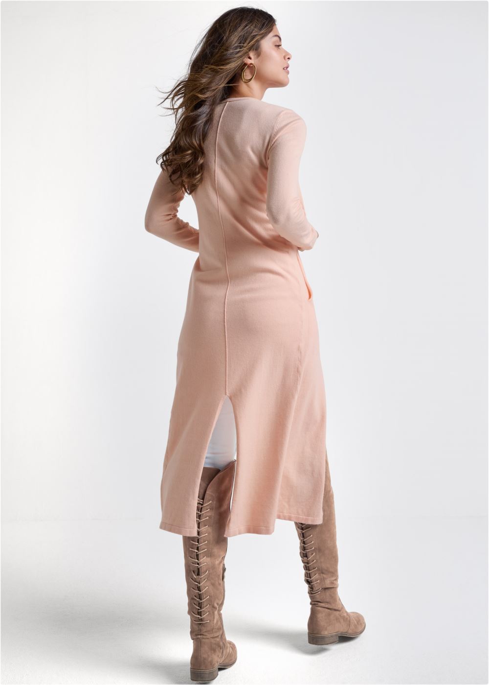 Venus VENUS | Faux Cashmere Split Duster in Light Pink