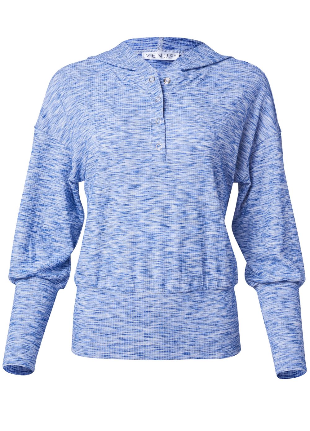 Venus Space Dye Rib Knit Hoodie in Blue Multi