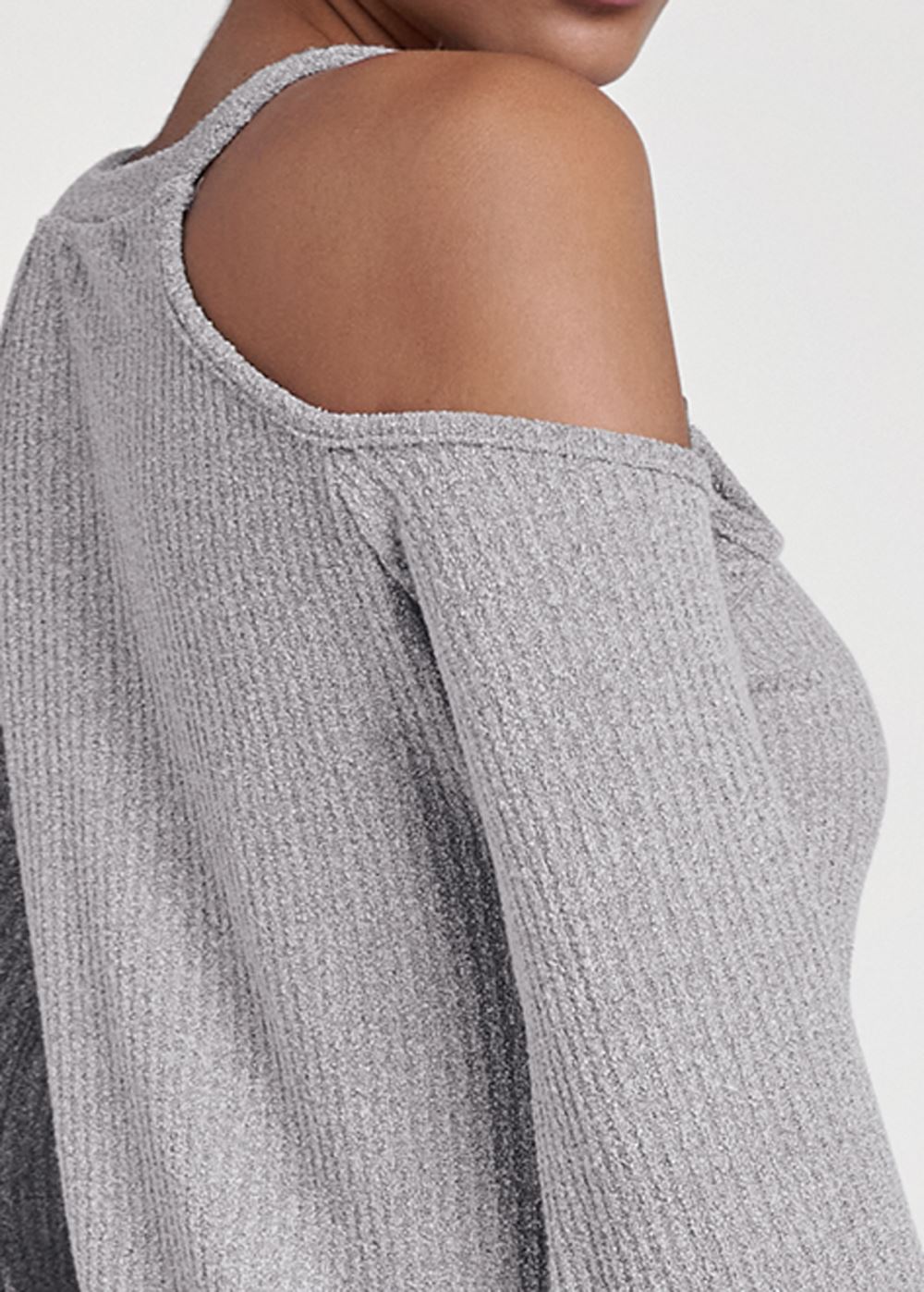 Venus Pearl Trim Bell Sleeve Top in Grey