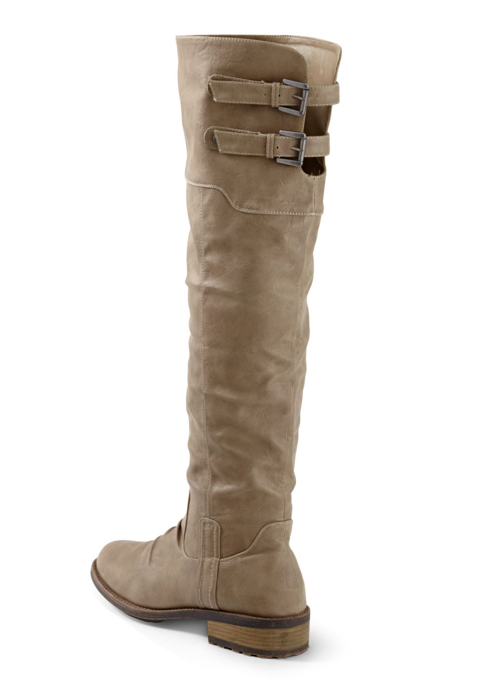Venus Buckle Knee-High Boots in Taupe