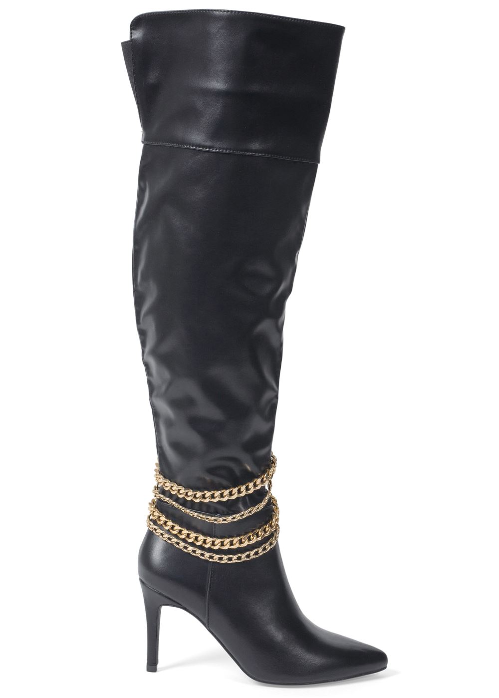 Venus Chain High Heel Boots in Black