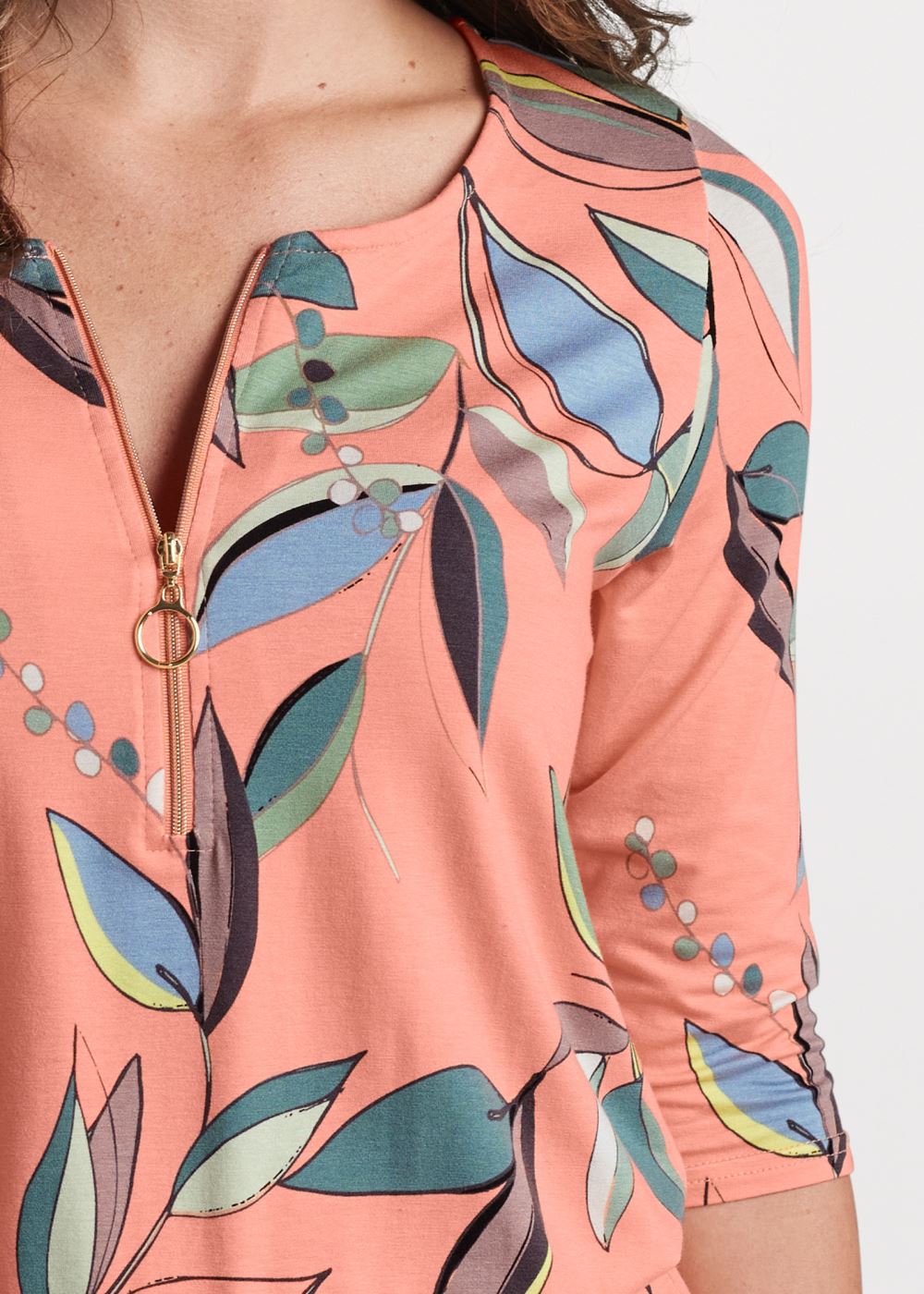 Venus Zip Detail Printed Dress - Orange Multi