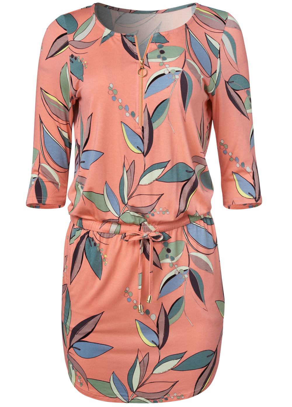 Venus Zip Detail Printed Dress - Orange Multi