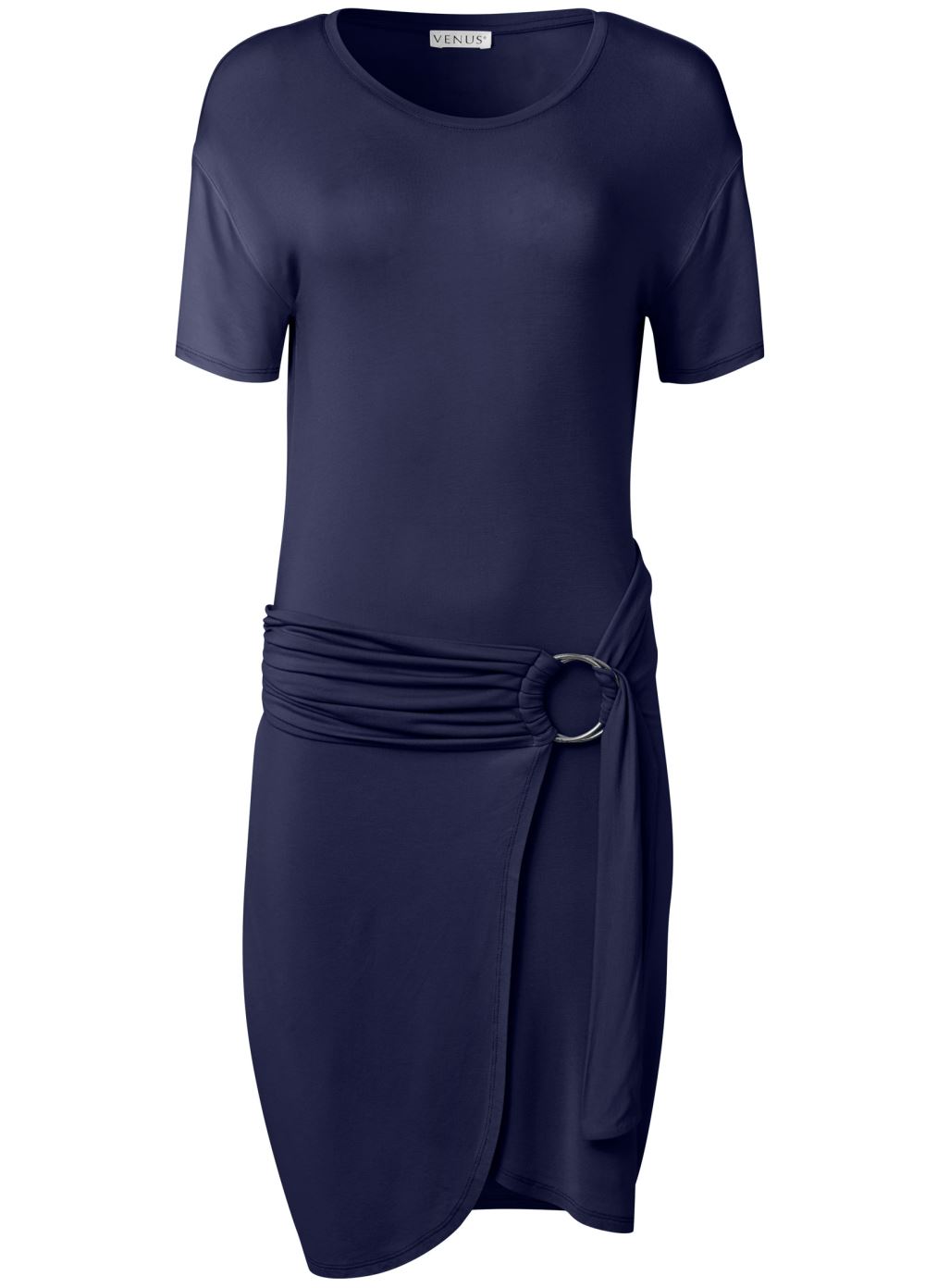 Venus Side Wrap Mini Dress - Navy