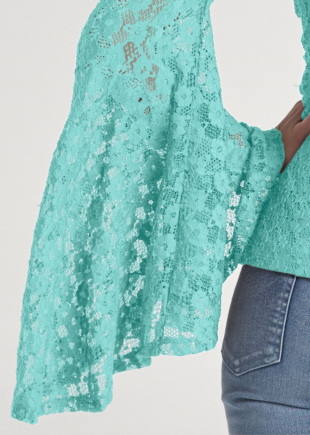 Venus Lace Off-The-Shoulder Top in Mint