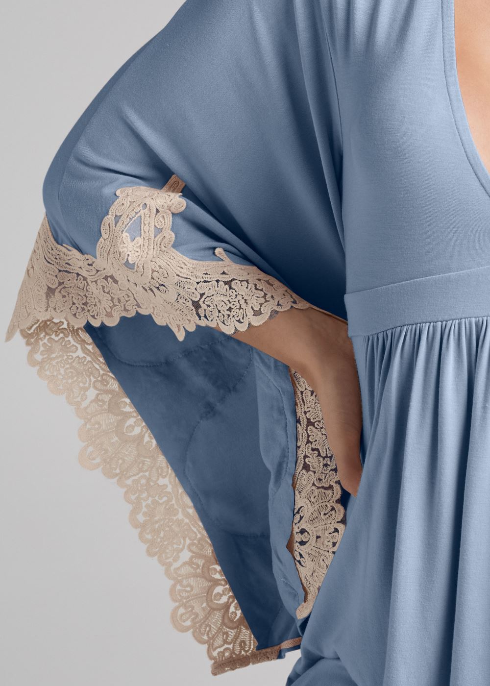 Venus Lace Bell Sleeve Top in Light Blue Multi