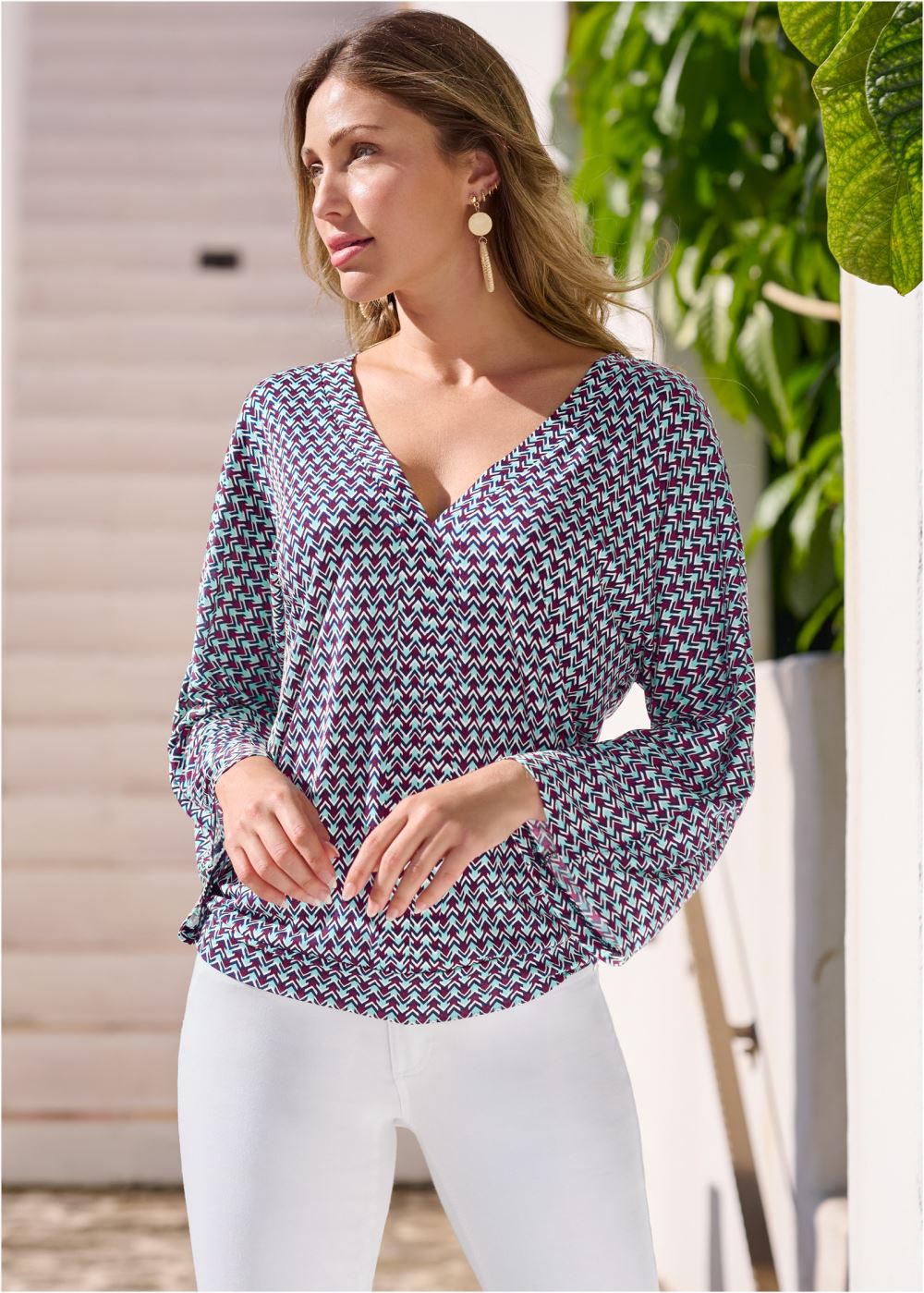 Venus Banded Hem Top in Turquoise