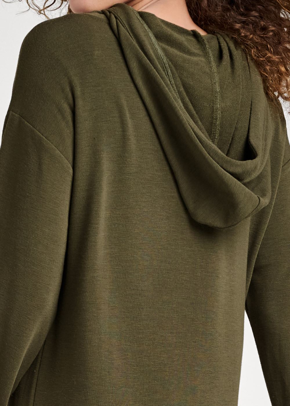 Venus Faux-Leather Tunic Jacket in Olive & Black
