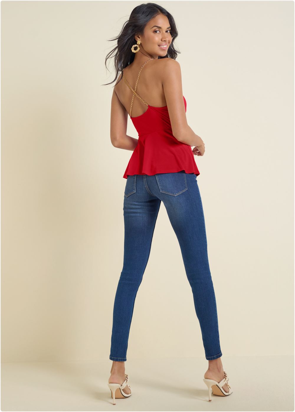 Venus Chain Strap Swing Top in Red
