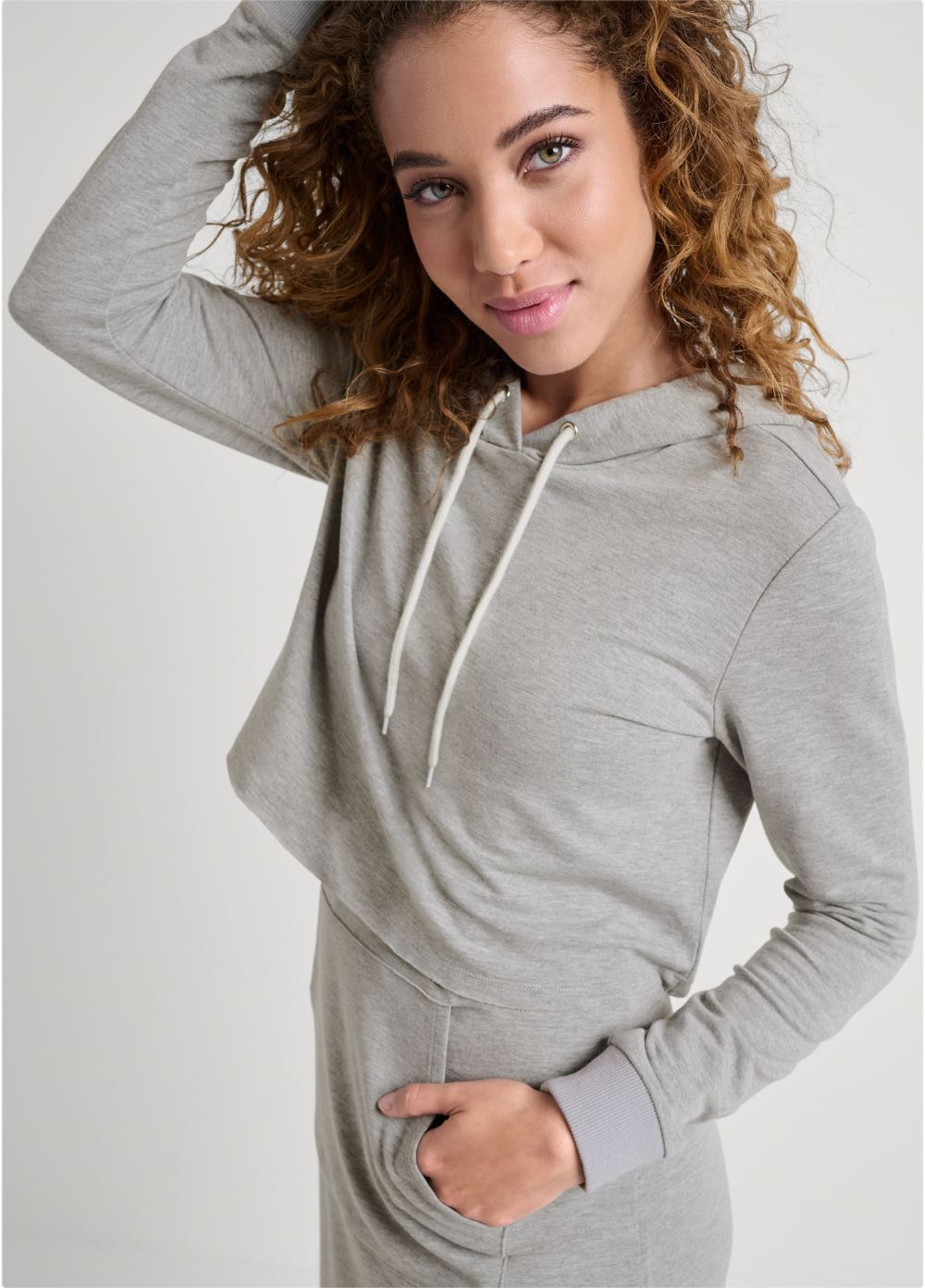 Venus Layered Lounge Dress Set in Heather Grey