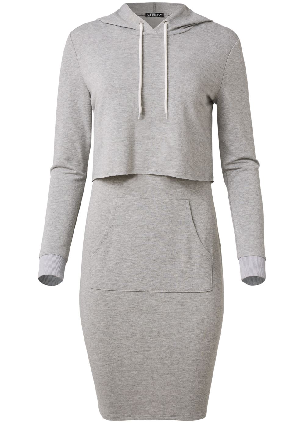 Venus Layered Lounge Dress Set in Heather Grey
