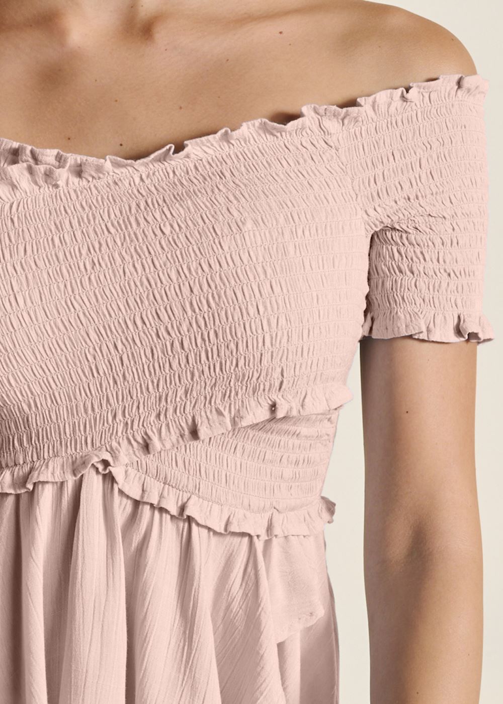Venus Smocked Babydoll Top in Light Pink