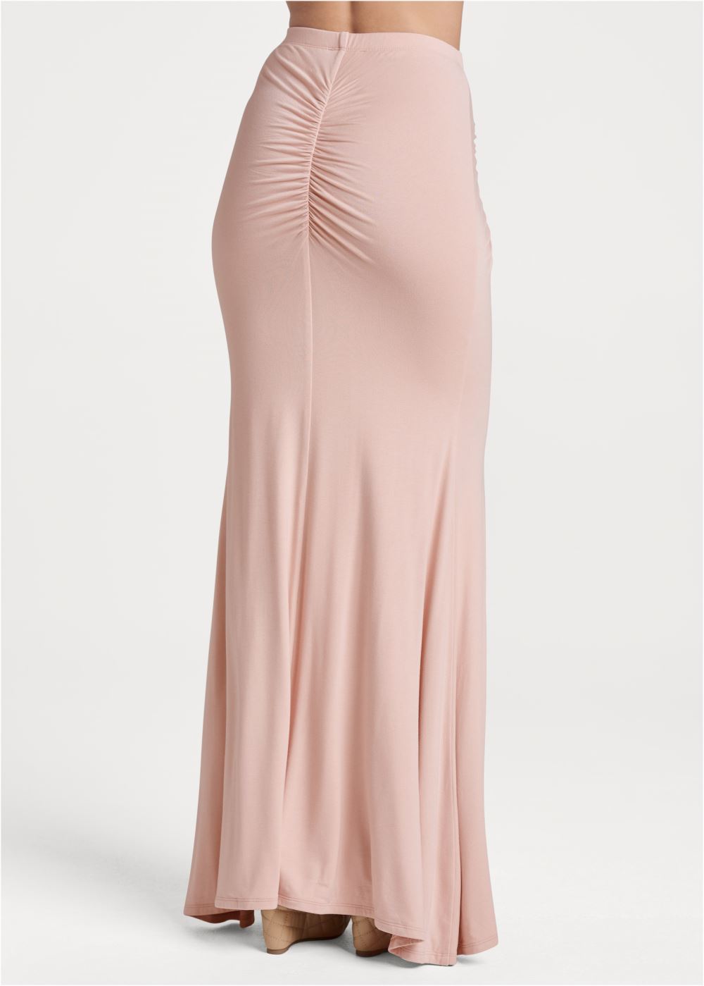 Venus Ruched Bodycon Maxi Skirt - Peach