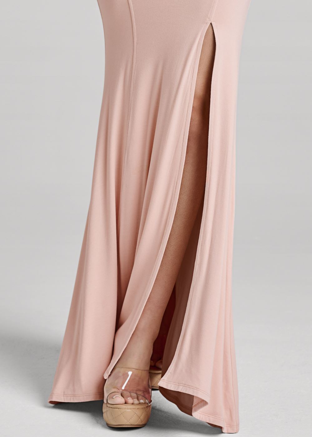 Venus Ruched Bodycon Maxi Skirt - Peach