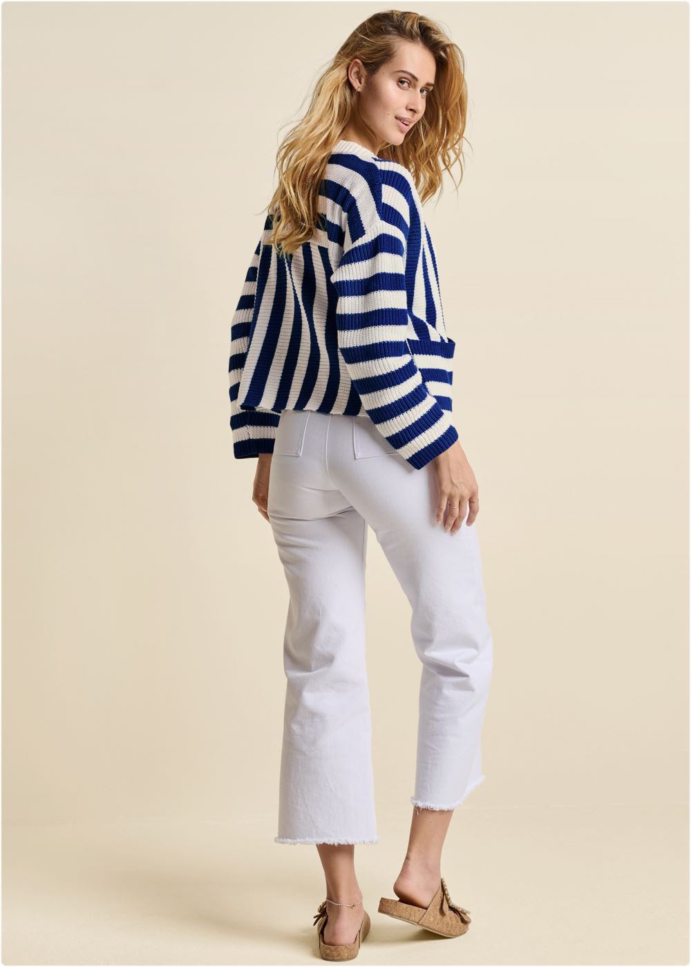 Venus VENUS | Knit Striped Cardigan in Blue Multi