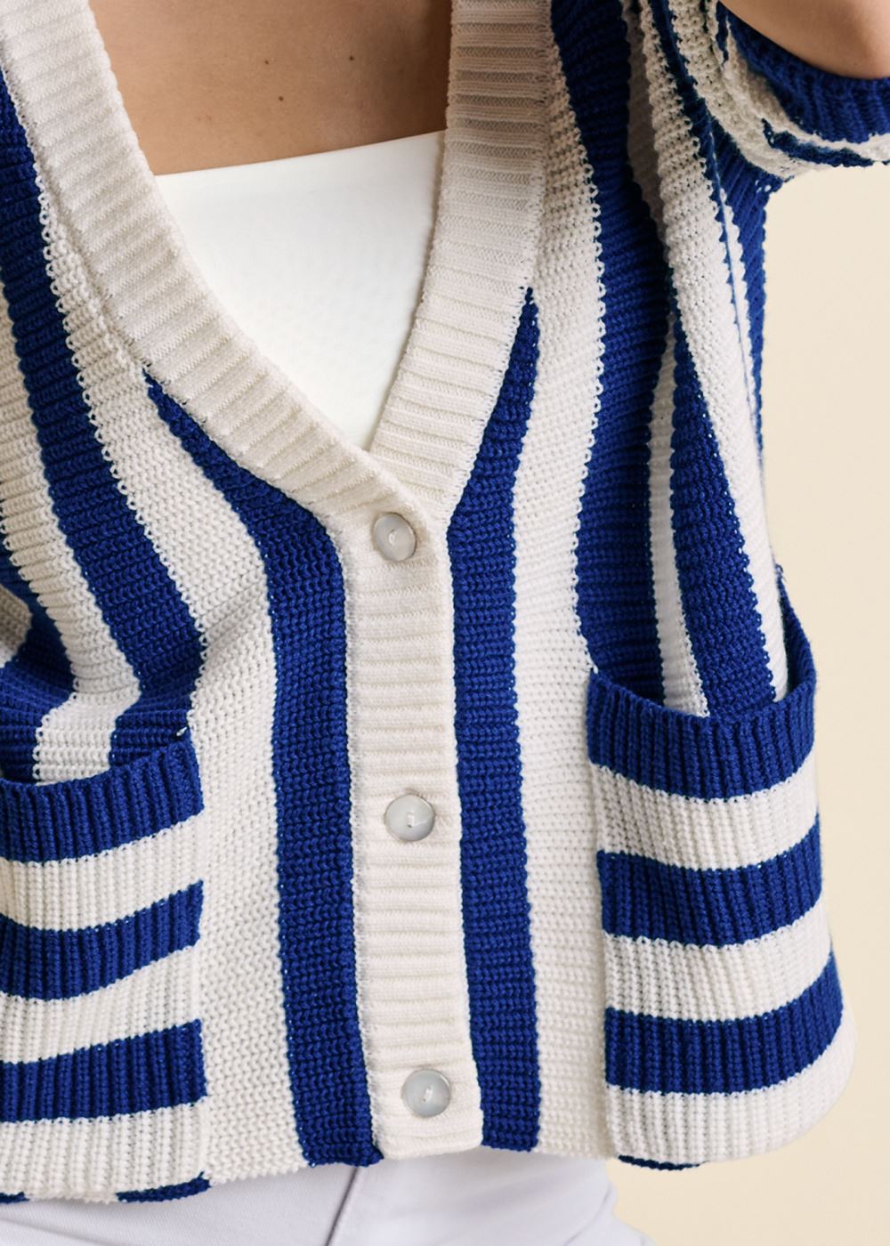 Venus VENUS | Knit Striped Cardigan in Blue Multi