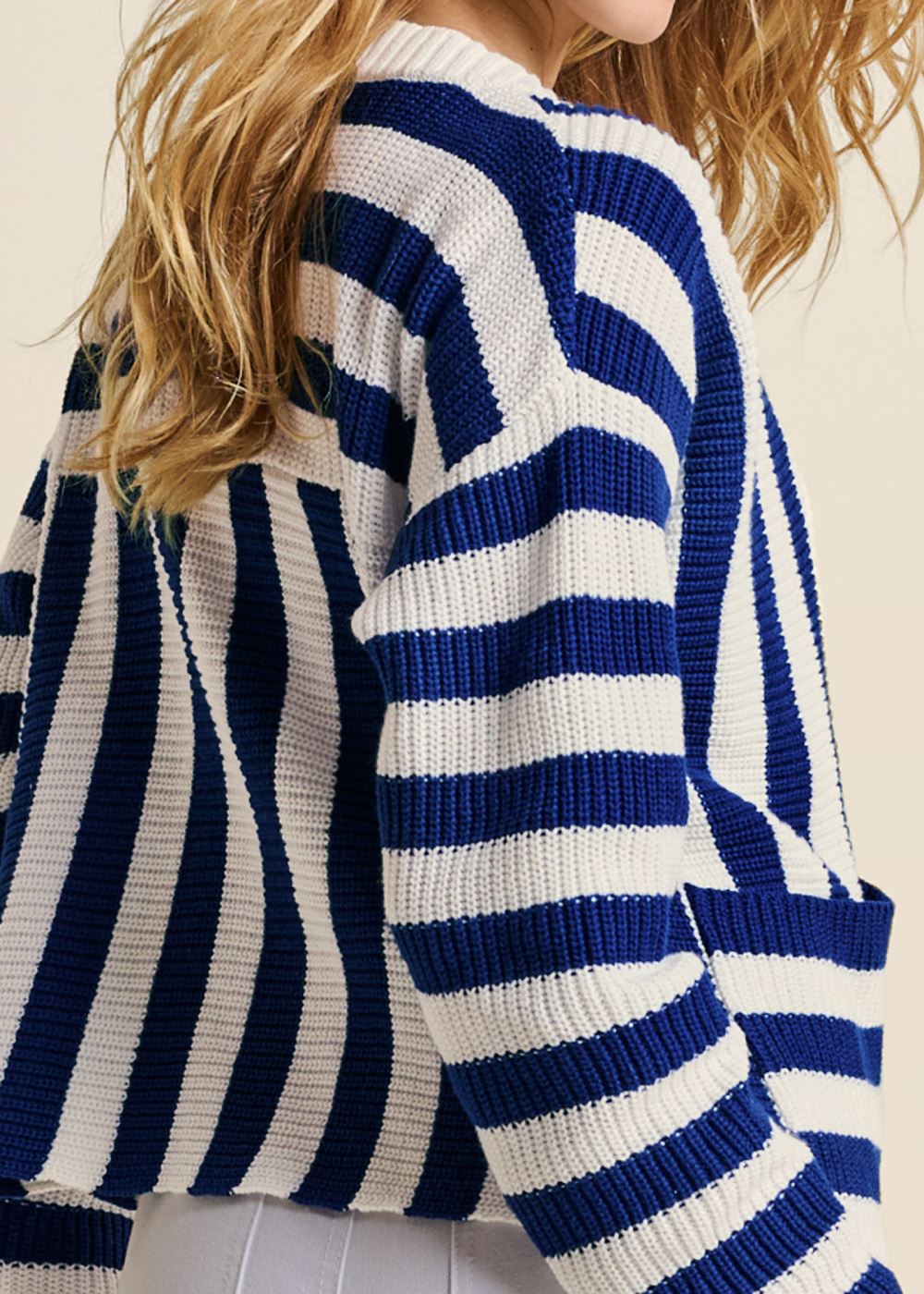 Venus VENUS | Knit Striped Cardigan in Blue Multi