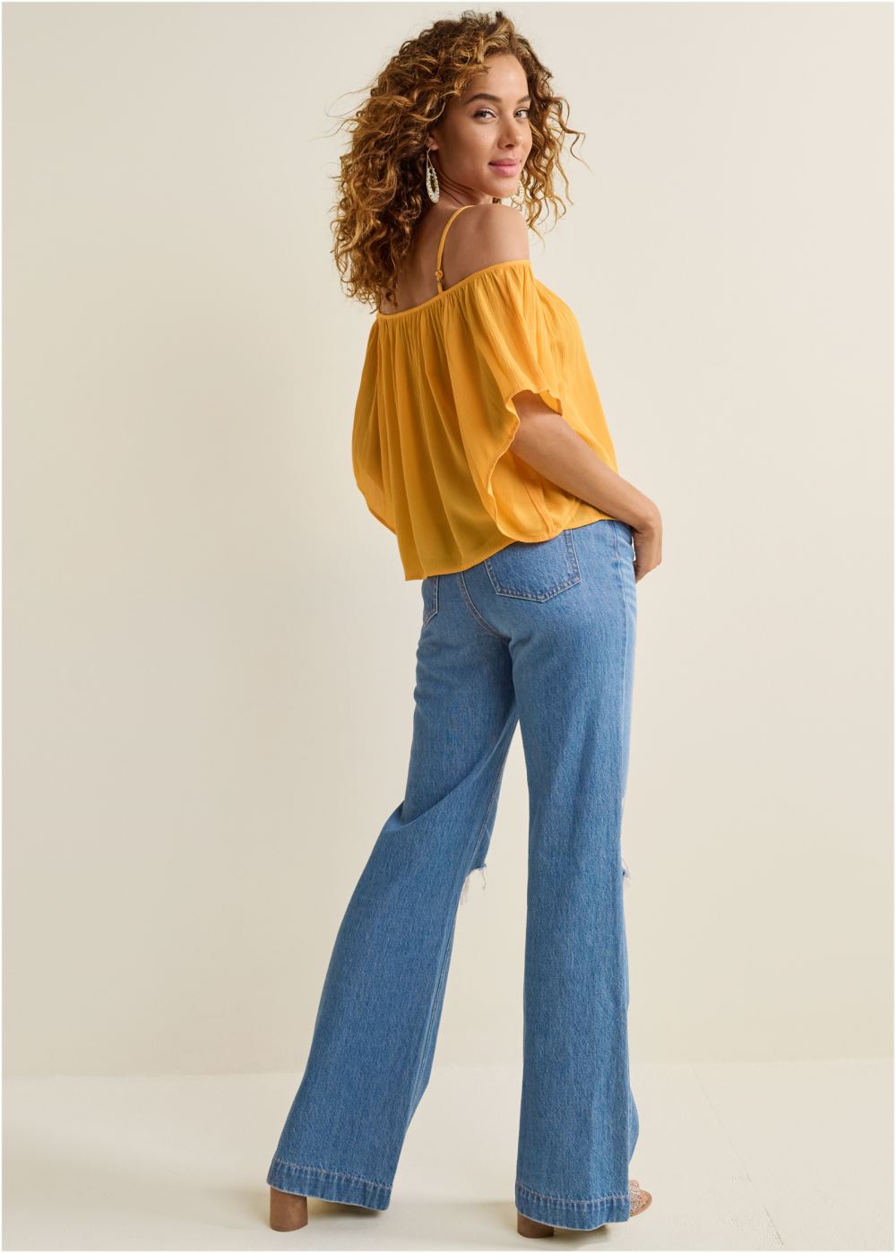 Venus Cold Shoulder Top in Yellow