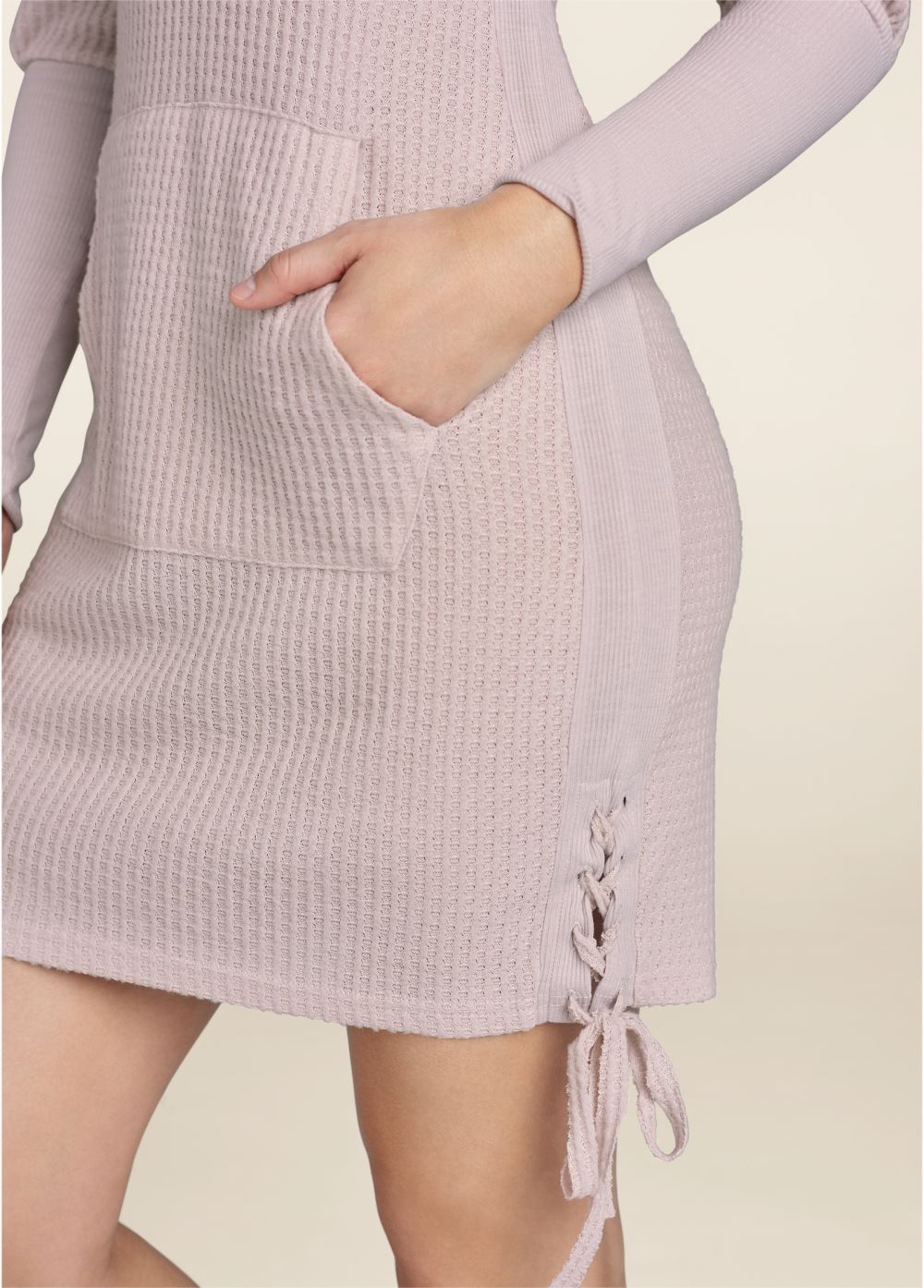 Venus Brushed Waffle Knit Dress in Pink