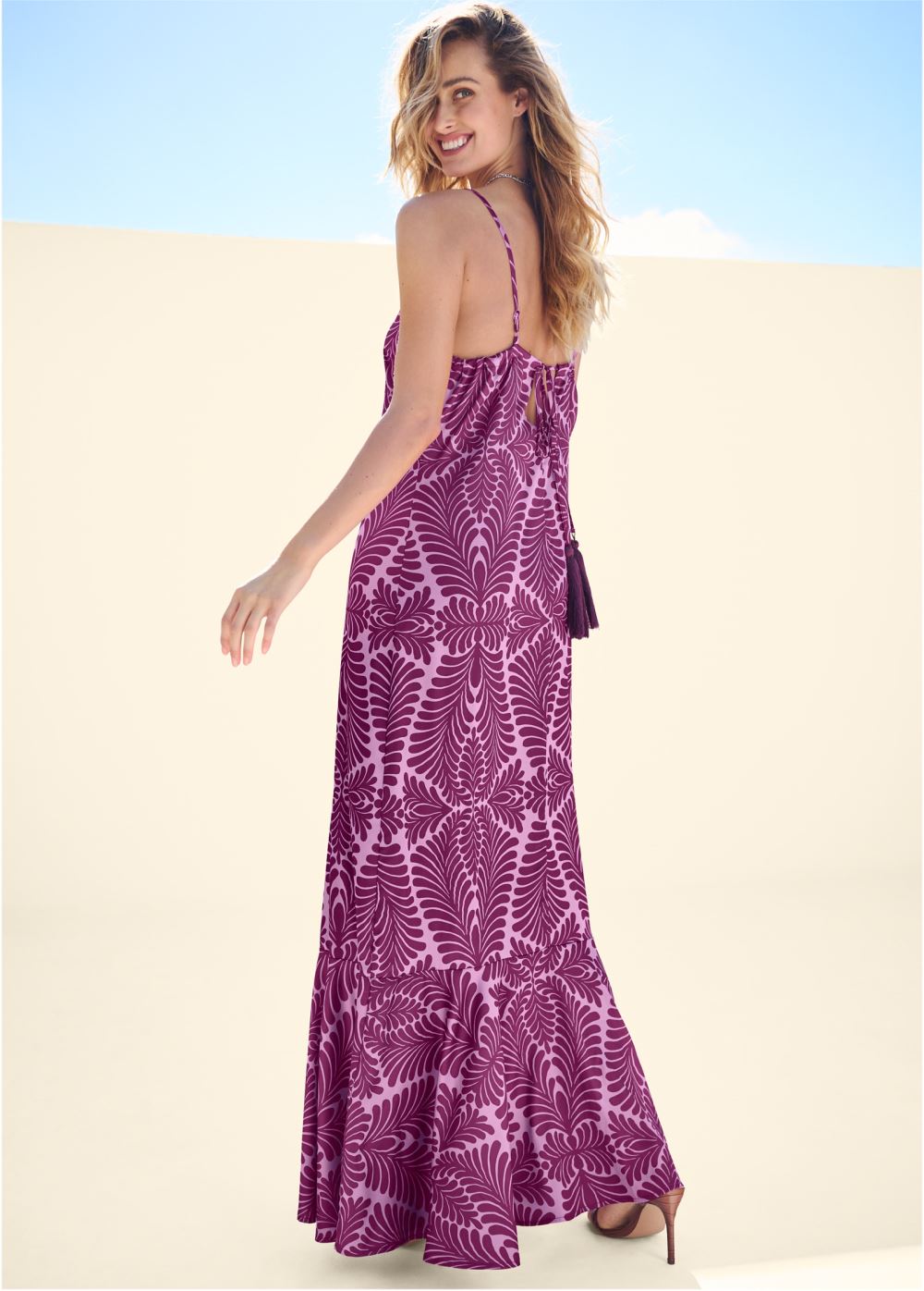 Venus Tie Back Maxi Dress - Purple Multi