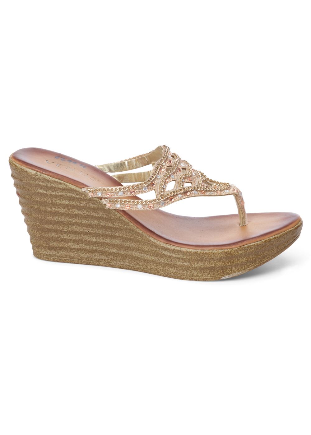 Venus Embellished Wedges in Gold