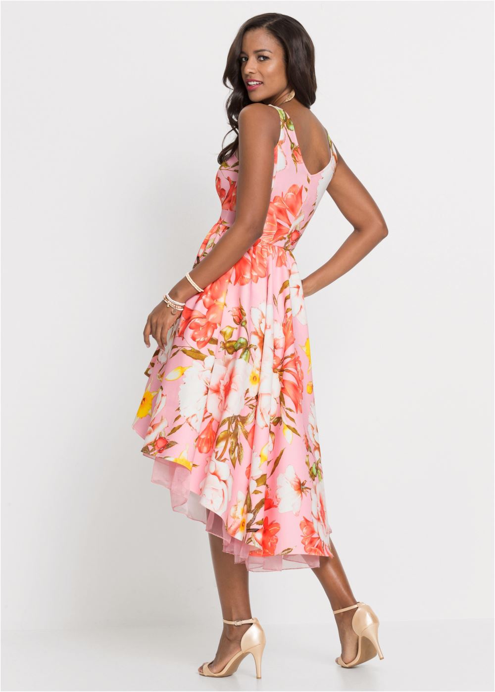 Venus High-Low Floral Dress - Pink Multi