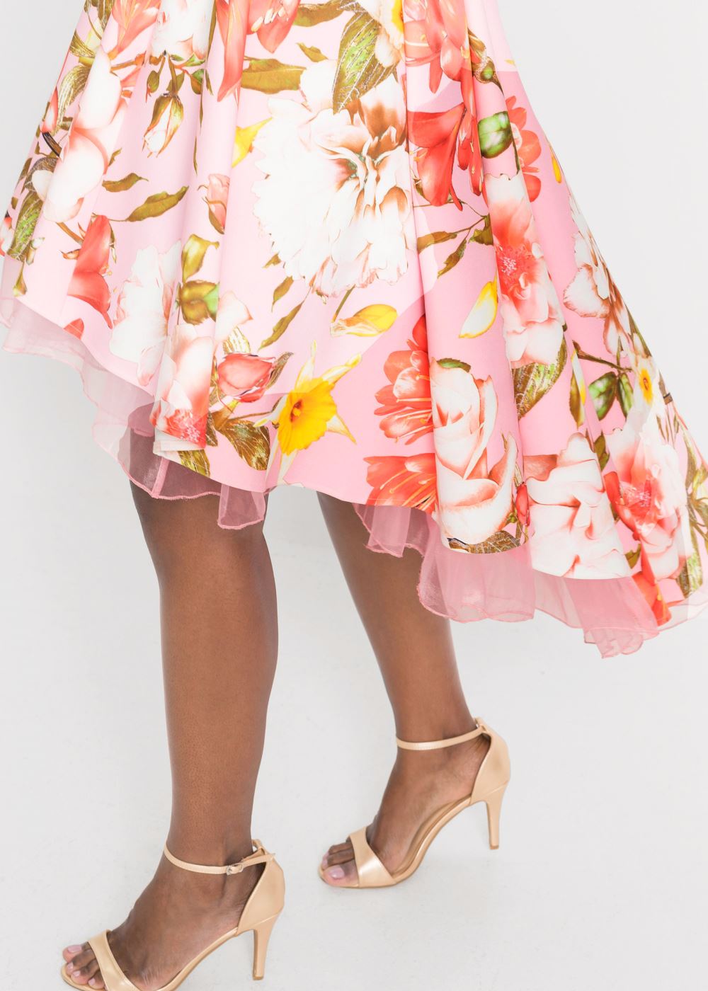 Venus High-Low Floral Dress - Pink Multi